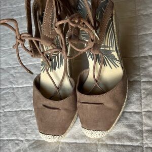 Brown Espadrille Wedge Sandals
